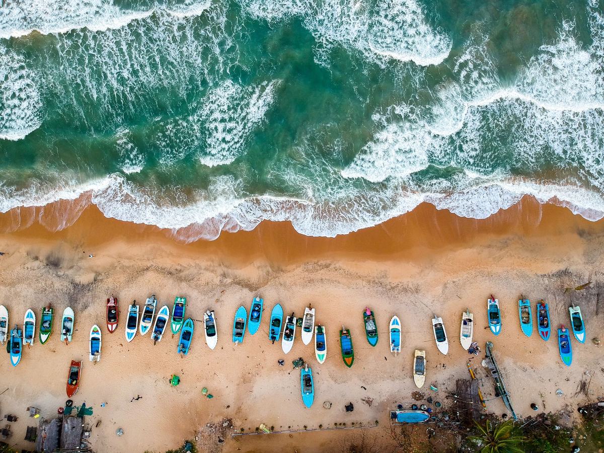 Fishing boats on Arugam Bay beach