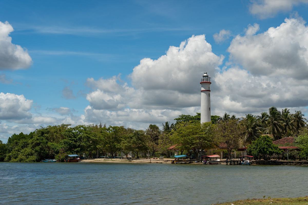 Lighthouse across Batticaloa lagoon