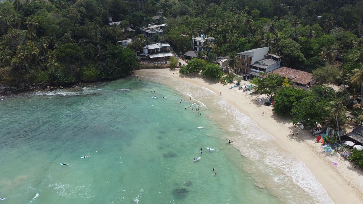 Aerial view of Hiriketiya cove near Dikwella