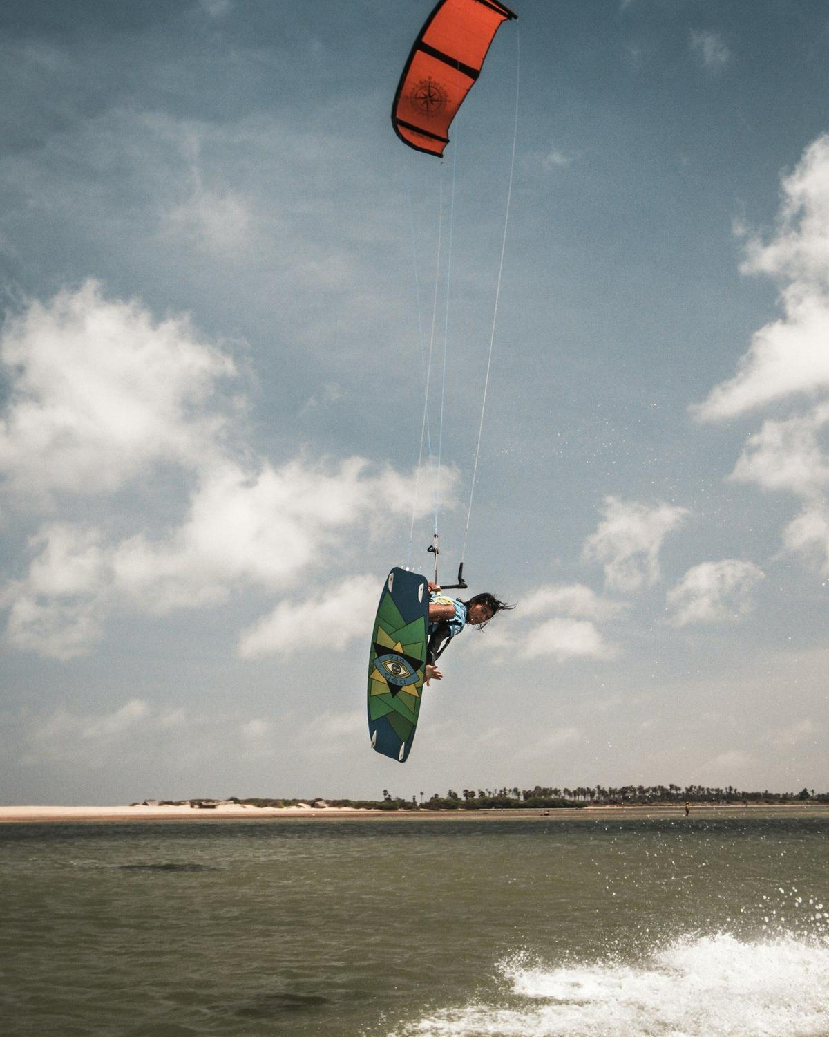 Kitesurfer in the air at Kalpitiya