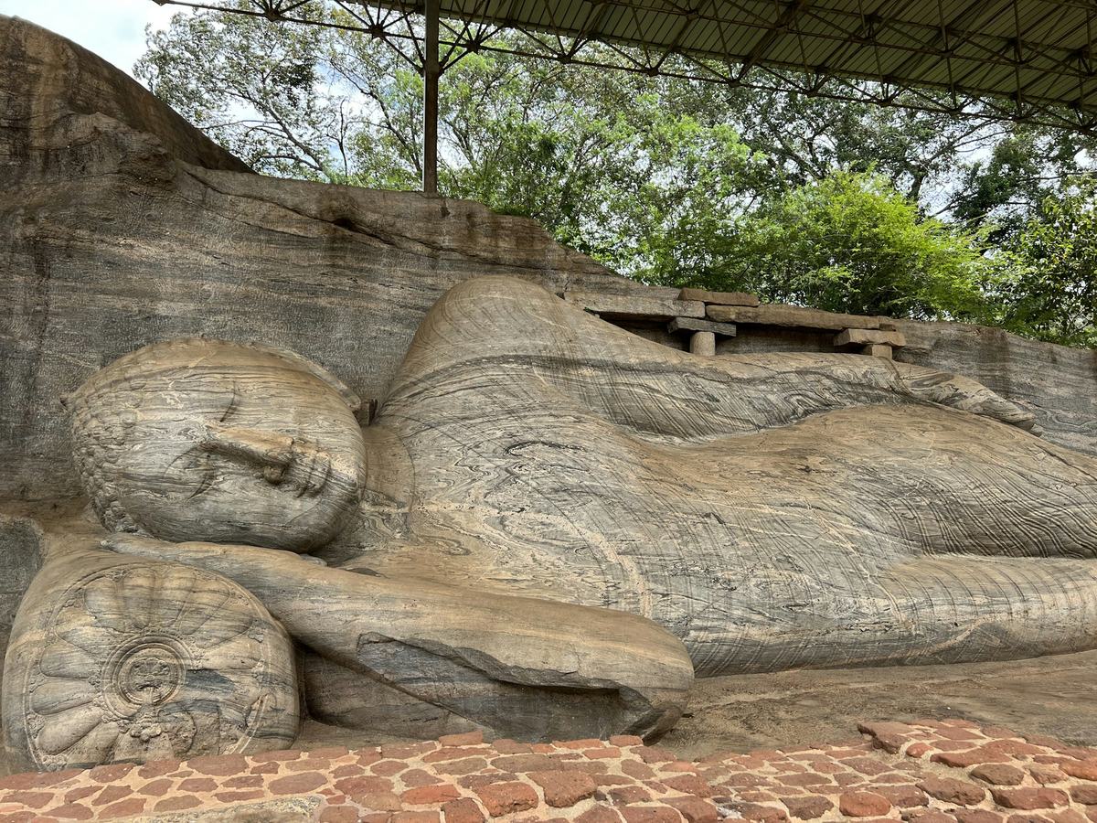 Reclining Buddha carved in rock at Gal Vihara, Polonnaruwa