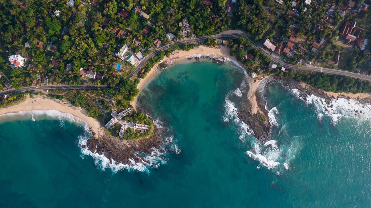 Aerial view of the Tangalle coastline